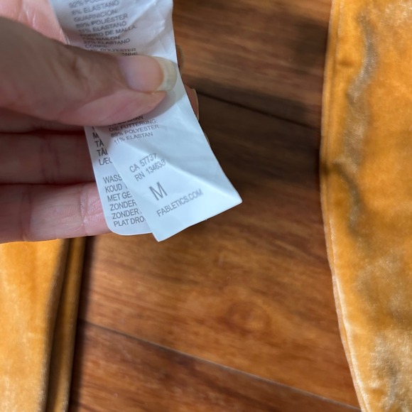 Fabletics Velour Outfit Set Top and Leggings Criss Cross Back Gold Athleisure - Picture 4 of 10